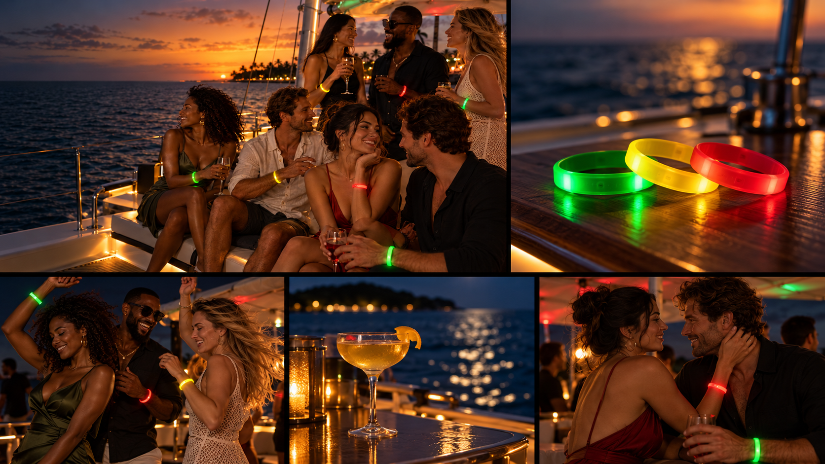 Traffic Light Party Boat sunset and nightlife atmosphere